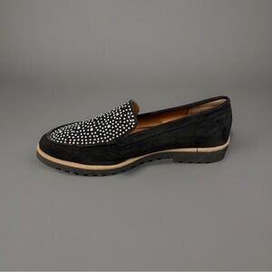 Anne Klein Dorsey Black Suede Loafers with Studded Design Size 11M